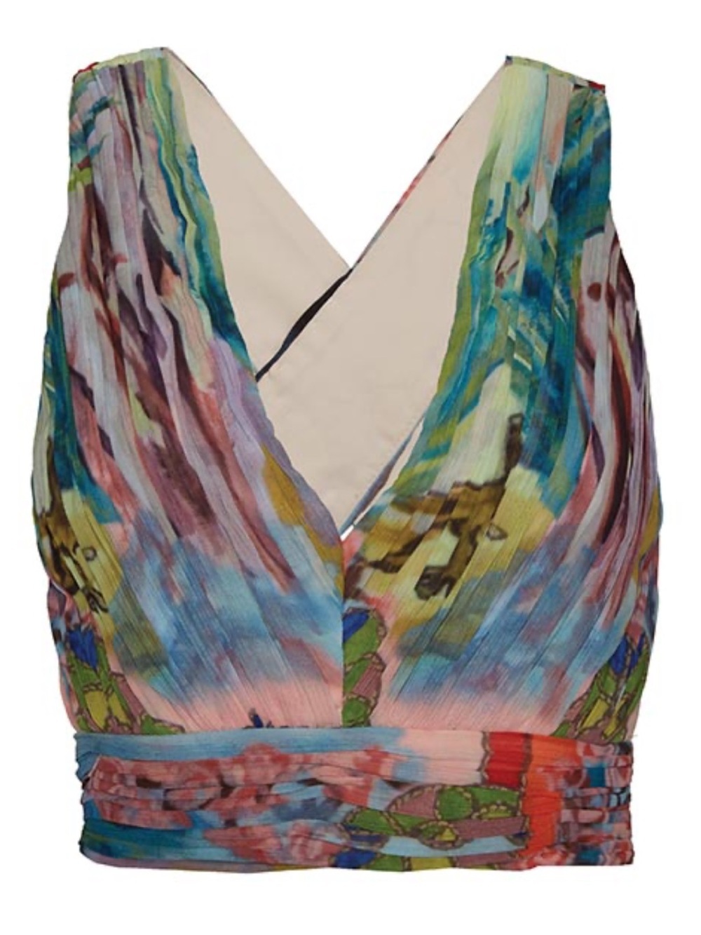 Alice and Olivia Multicolor V-Neck Cropped Wrap Top Size 6